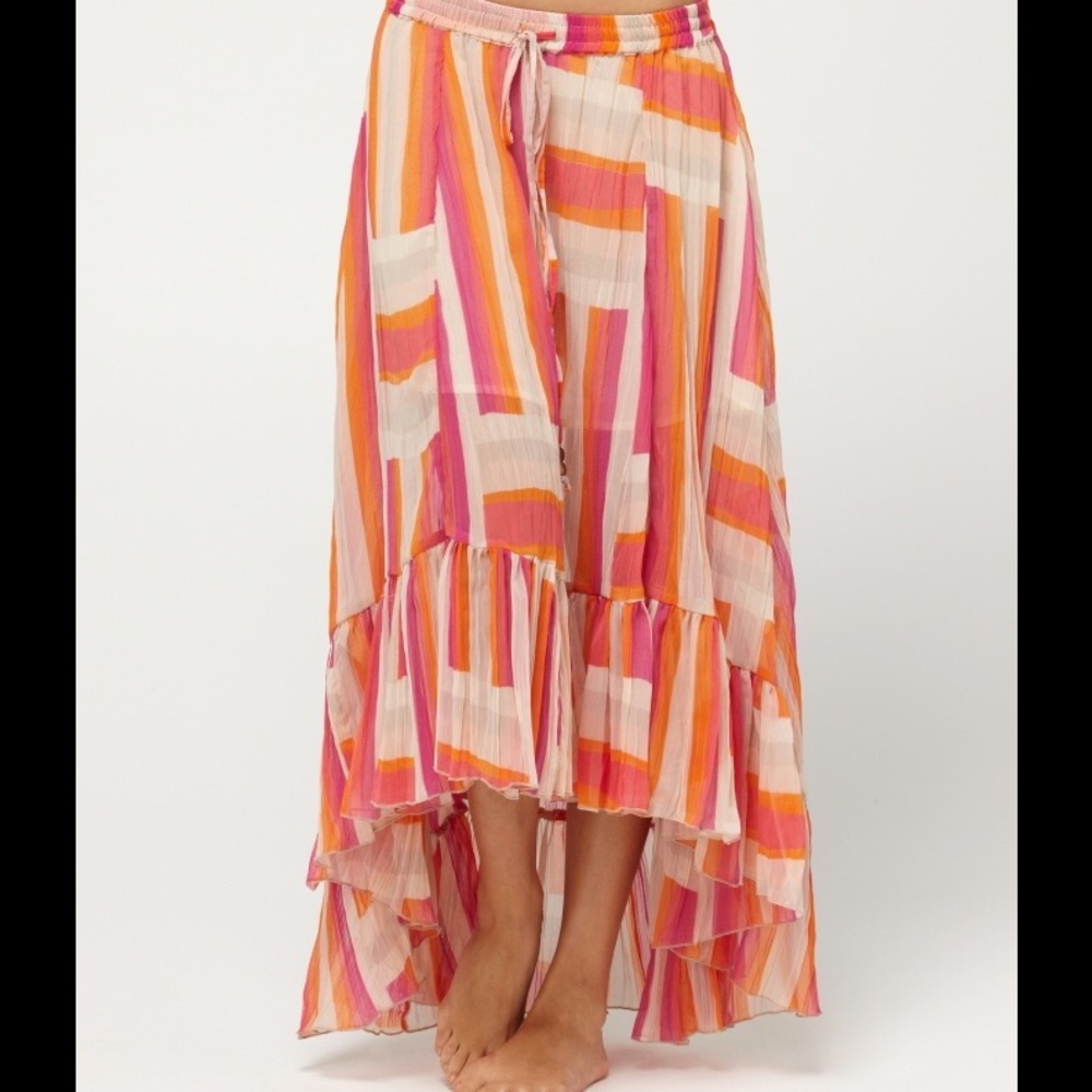 ROXY Orange / Pink High Low Midi Skirt 4 - Picture 2 of 6